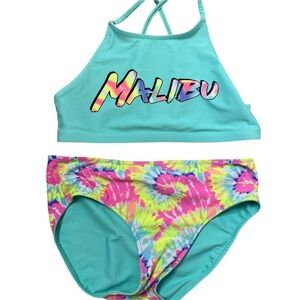 Justice reversible swimwear swimsuit bikini Youth SZ 14/16 teal/pink
